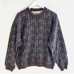 JHANE BARNES Vintage Geometric Wool Sweater Men Size L